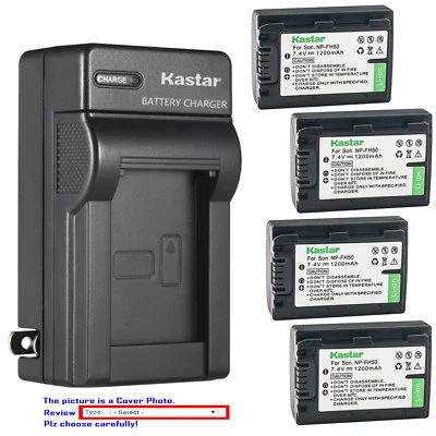 Kastar Battery Wall Charger for Sony NP-FH50 & DCR-DVD605 DCR-DVD608 DCR-DVD610