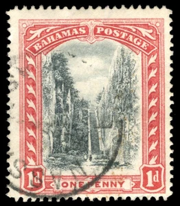 Bahamas 1901 'Queens Staircase' 1d WMK INVERTED & REVERSED VFU. SG 58y. - Picture 1 of 1