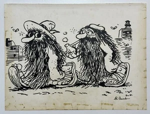 Robert Crumb (Handmade) Drawing On old Paper Signed & Stamped Mixed Media - Picture 1 of 4