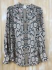 CABI Snakeskin Print Pullover Blouse with Metal Buttons Women's Large