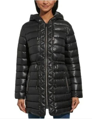 CHAQUETA ANORAK ACOLCHADA NEGRA NUEVA CON ETIQUETAS KENNETH COLE 1781679 PARA DAMA TALLA XS #G881 Foto 1 de 4