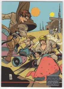 Star Wars Galaxy 2 #205 Luke And Friends Speeder Bikes Silver Set Trading Card - Picture 1 of 2