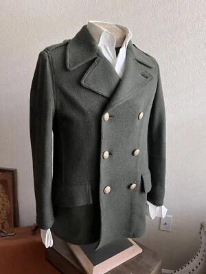 NUEVO CON ETIQUETAS Abrigo Lardini Talla 50 EU 40 EE. UU. Militar Retro de los años 40 Lana Doble Pecho Foto 1 de 4