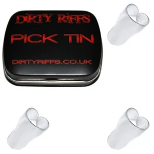 3 x Dunlop 9032 Fingerpicks Clear Medium - In A Handy Pick Tin - Picture 1 of 1