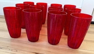 Vintage Red Plastic Glasses 14 oz Cups Tumblers - Set of 12 - Picture 1 of 11