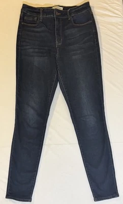 Pantalones de mezclilla para mujer SOCIAL STANDARD by SANCTUARY tiro alto 8/29 ajustados lavado oscuro Foto 1 de 4