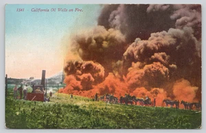 Postcard California Oil Well on Fire - Fossil Fuels - Uncontrolled Burn - Picture 1 of 3