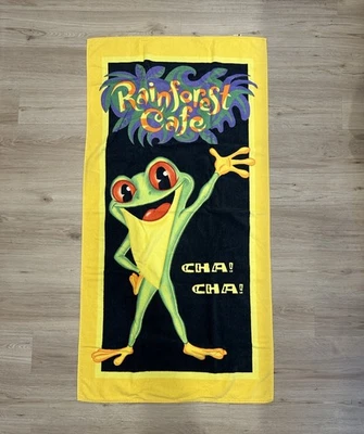 Vintage Rainforest Cafe Green Tropical Cha-Cha The Frog Lounge Beach Towel 53x27 - Image 1 of 4