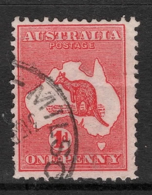 AUSTRALIA 1913-14 1d RED KANGAROO (DIE II) 1st WMK USED SG.2d P.12* - Image 1 of 3