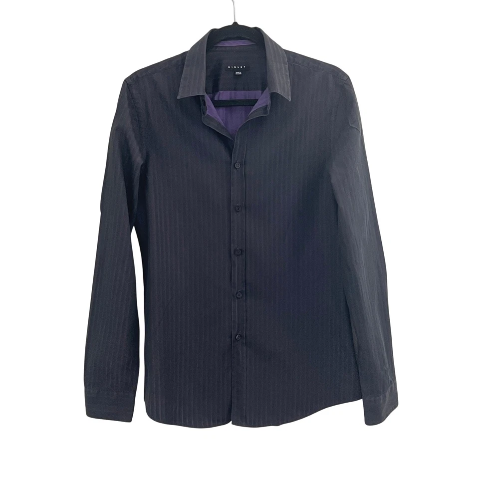 Camisa de vestir informal a rayas manga larga con botones Sisley para hombre M Foto 1 de 4
