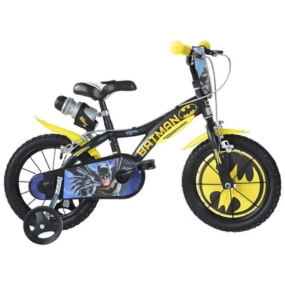 DINO BIKES Bicicletta Dino Batman Bambini 16 pollici con stabilizzatori nero giallo ciclism
