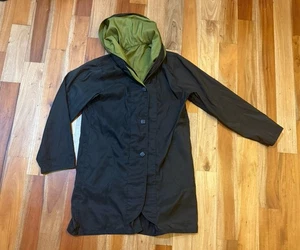 MYCRA PAC NOW Reversible Hooded Rain Coat Black Green SIZE 0-P MADE IN USA - Picture 1 of 18
