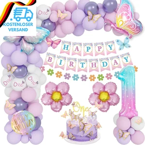 Deko 1. Geburtstag Mädchen, Rosa Lila Geburtstag Ballons, Erster Geburtstag Mädc - Bild 1 von 12