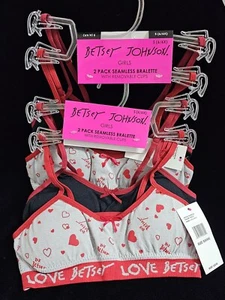 FOUR NWT Betsey Johnson  Girls Bralettes Seamless S (6/6X) Black Grey - Picture 1 of 5