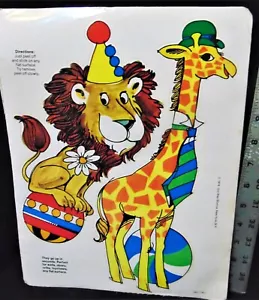 Vintage Circus Stick-Ons 1974 Grandi Adesivi Our Way Studios Leone Giraffa 10x13" - Foto 1 di 4