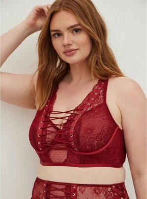 Torrid Lace Up Halter Longline Underwire Bralette NWT New 0X - Image 1 of 3