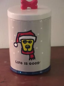 NEU LIFE IS GOOD HUND URLAUB LECKERLI GLAS..."WEIHNACHTSMANN RAKETE IM SCHNEE"...TOLLES GESCHENK - Bild 1 von 3
