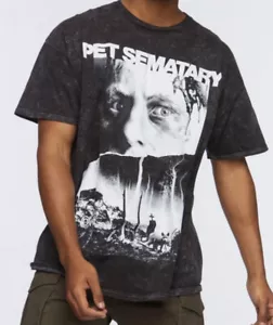 Pet Sematary Horror Movie Poster Mens Black Ice Wash T Shirt Size L - Picture 1 of 2