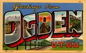 Leinen großer Brief Postkarte Grüße aus Ogden Utah UT UNP - Bild 1 von 2