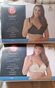 2 X Bravado Bliss Size 34 H/I Signature Nursing Bra, Colours Ivory & Black - Picture 1 of 6