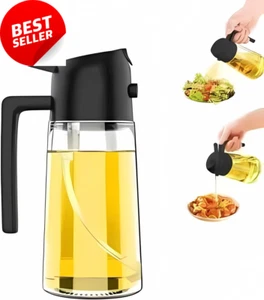 Glass Olive Oil Dispenser 2-in-1 Spray Bottle 470Ml for Cooking - Picture 1 of 12