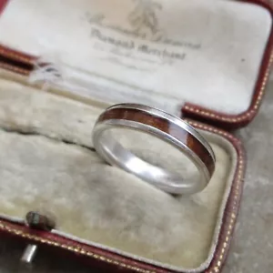 SCHÖNER HERREN GLAMIRA STERLINGSILBER HOLZ & CARBON EHERING RING GRÖSSE V & 1/2 - Bild 1 von 8