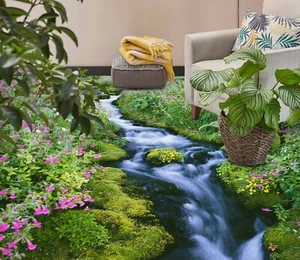 3D River Grass Flower SKE2023 Floor Wall Paper Wall Print Decal Wall Deco Bea - Picture 1 of 5