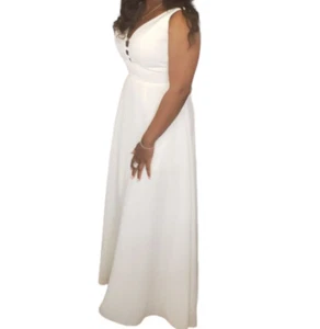 Ashley & Justin Bridesmaid Wedding Formal Dress White Size 14 Beautiful - Picture 1 of 4