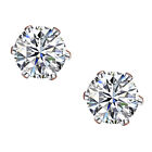 Solitaire Stud Earrings Round Cut Simulated Diamond 10k White Gold Plated