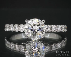 14k White Gold Round GIA Natural 1.71ctw Diamond Engagement Ring 3.9g i19102 - Picture 1 of 7