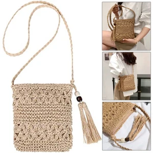 Straw Weaving Shoulder Bags For Women Tassel Beach Crossbody Bag Messenger Bag - Picture 1 of 23