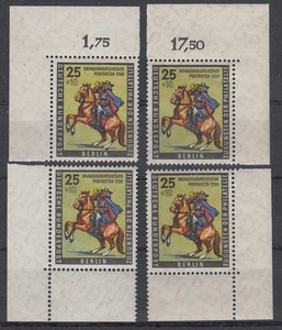 25+10 Pf Postillion III Mi 158 ** alle 4 Bogenecken Luxus! - Bild 1 von 1