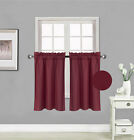 1 PAIR Kitchen Rod Pocket Silk Window Tier Curtain Lined Blackout 30"X 36" RS5
