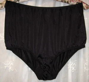 NEW SZ 5X/12 VANITY FAIR BLACK ONYX SILKY NYLON GRANNY BRIEF PANTIES 15711 - Picture 1 of 3