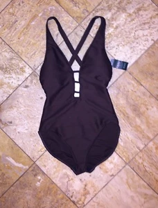 Nwt Ralph Lauren Braune Osmanische Texturiert Streifen Einteilig Badeanzug Damen - Bild 1 von 6