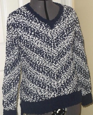 *ALLISON BRITTNEY JERSEY DE PUNTO TALLA S AZUL BLANCO ELÁSTICO SUAVE ESPONJOSO NUEVO CON ETIQUETAS Foto 1 de 2