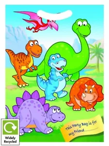 DINOSAUR BIRTHDAY PARTY BAGS ~ RECYCLABLE LOOT TREAT FAVOUR GOODY BAG - Picture 1 of 20