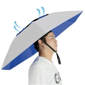 New-Vi Fishing Umbrella Hat Folding Adjustable Sun Rain Cap, 37.4”Oversize Hands - Picture 1 of 7