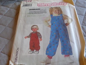 VINTAGE SIMPLICITY CHILDS OVERALL AND TOP PATTERN SZ 1-3 7872 - Picture 1 of 1