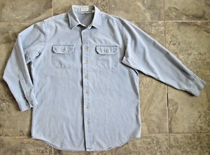 Vintage Woolrich Men's Shirt XL 100% Cotton Blue Faded Light Canvas Button Down - Picture 1 of 6