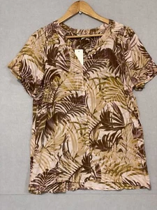 BNWT Rockmans Multicoloured Palm Shirring Top Womens Size 8 RRP$49.99 - Picture 1 of 6
