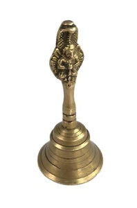 Indian Handmade Brass Garuda God Figure Temple Bell Old Metal Hand Bell. G70-297 - Picture 1 of 8