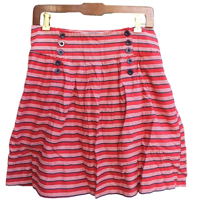 Saia COOPERATIVA vermelha, azul e branca listrada 100% algodão linha A marinheiro MÉDIO - Imagem 1 de 4