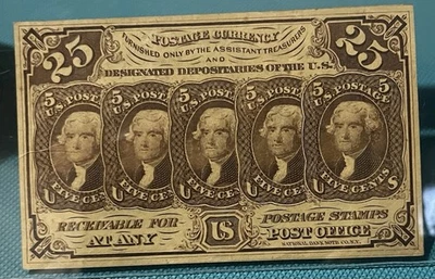 FR1281 25c 1st issue US FRACTIONAL CURRENCY  Not Graded See Pice Looks Like AU + - Image 1 of 3