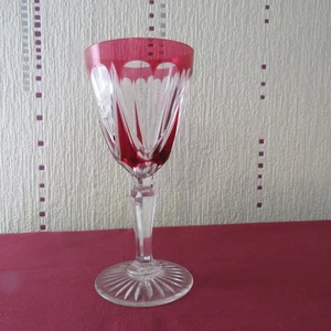 1 Red Crystal Wine Glass From Saint Louis Beaufort Model H 15 - Picture 1 of 14