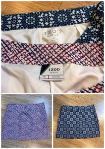 Izod Golf Damen sportlicher Rock Skort Druck Muster 2er-Set blau pink Größe 14 - Bild 1 von 15