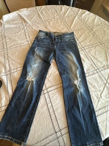 Pantalones de mezclilla Guess años 50 rectos con ribete italiano para mujer azules talla 26 desgastados - Imagen 1 de 23