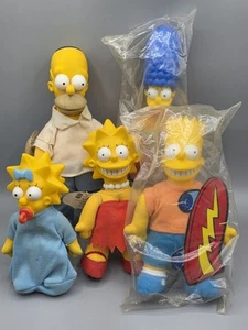 Vintage 1990 The Simpsons Burger King Plüsch Figuren Homer, Marge, Bart, Lisa, Maggie - Bild 1 von 9