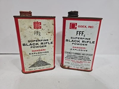 GOEX Superfine FFFg Vacío Polvo Negro Lata De Colección, Antiguo - Lote de 2 Foto 1 de 4