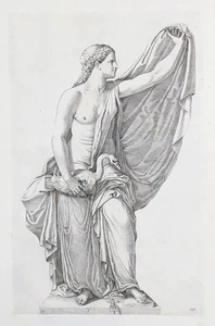 Leda swan Statue Antike antiquity Mythologie gravure Kupferstich engraving 1635 - Bild 1 von 1